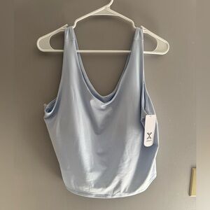 Xersion Womens Ever Ultra Lite V Neck Long Line Bra Sz XL New Blue Padded Tank